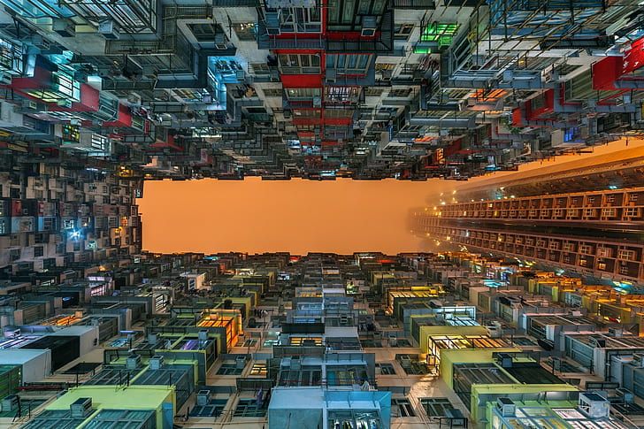 Hong Kong, apartamentos, paisagem urbana, HD papel de parede