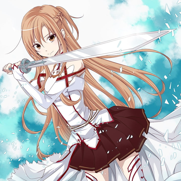 Sword Art Online, Yuuki Asuna, video game, gadis-gadis anime, anime, Wallpaper HD, wallpaper seluler