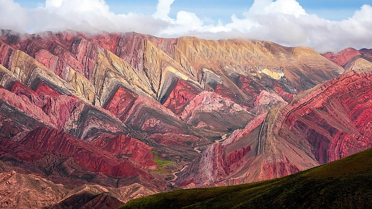 sierras, bunt, vierzehn farbiger berg, anden, jujuy, argentinien, hornacal, regenbogenberg, berg, cerro de los 14 farben, cerro de los siete farben, purmamarca, erstaunlich, HD-Hintergrundbild