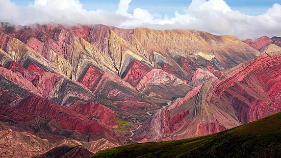 sierras, renkli, on dört renkli dağ, andes, jujuy, arjantin, hornacal, gökkuşağı dağ, dağ, HD masaüstü duvar kağıdı HD wallpaper