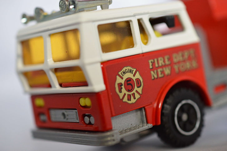 american, fire truck, firetruck, red, toy, toy car, wheel, HD wallpaper