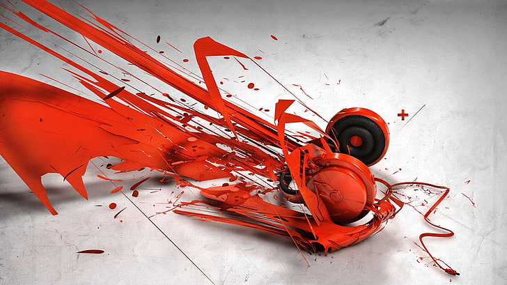 colorful, abstract, 3D Abstract, headphones, HD wallpaper