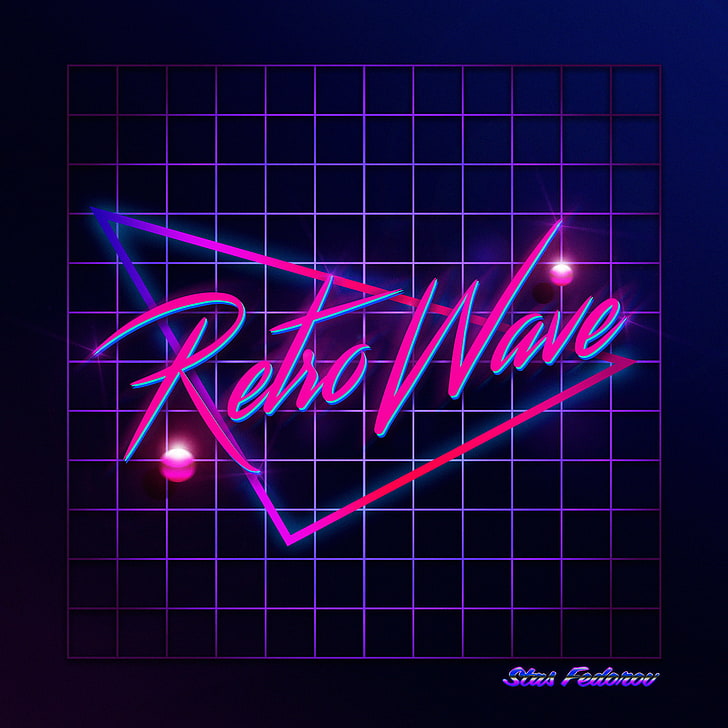 Gelombang Retro Baru, synthwave, neon, 1980-an, tipografi, Photoshop, Wallpaper HD