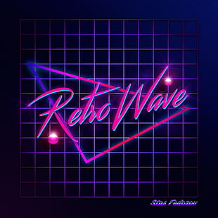 New Retro Wave, synthwave, neon, 1980s, typography, Photoshop, HD wallpaper HD wallpaper