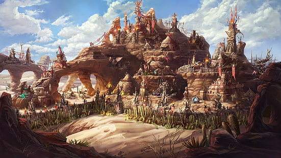 castello di carta da parati digitale, Might & Magic Heroes VII, videogiochi, fantasy art, Sfondo HD HD wallpaper
