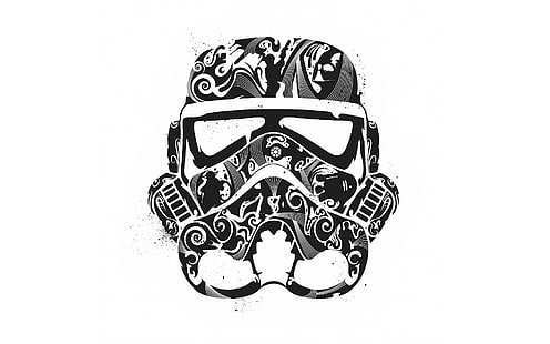 Star Wars Stormtrooper seni helm, karya seni, minimalis, bintang, stormtroopers, perang, Wallpaper HD HD wallpaper