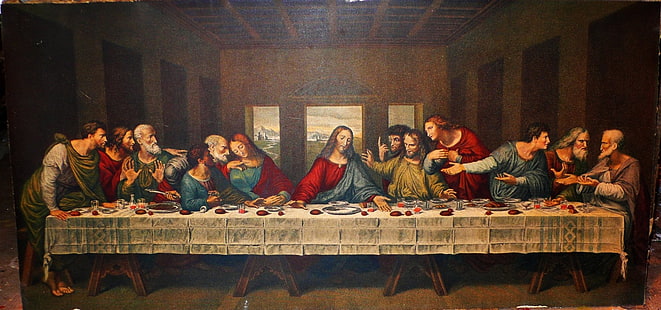 Das letzte Abendmahl von Leonardo da Vinci Gemälde, religiöse, christliche, Christus, Gott, Jesus, Mahlzeit, HD-Hintergrundbild HD wallpaper