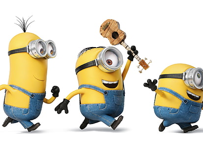 Minions spielen-Movie Wallpaper, drei Minions Charaktere, HD-Hintergrundbild HD wallpaper