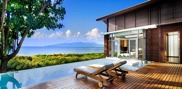 Lodge en thail, thaïlande, bleu, luxe, paradis, vacances, piscine, île, hôtel, asie, tropical, resort, Fond d'écran HD HD wallpaper