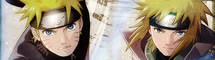 Papel de parede digital de Uzumaki Naruto e Minato Namikaze, ilustração de Uzumaki Naruto e Minato, Naruto Shippuuden, Naruto Uzumaki, Namikaze Minato, ninjas, olhos azuis, loira, HD papel de parede