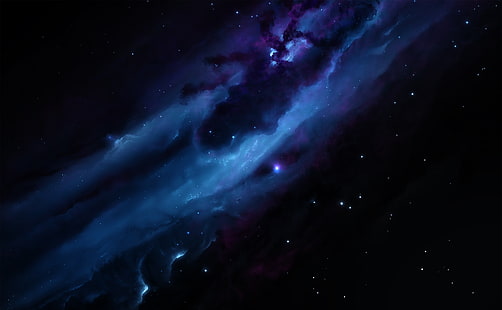 Nébuleuse bleue, illustration de la galaxie bleue et noire, espace, planète, galaxie, bleu, pomme, haute, incroyable, futuriste, cosmos, brillant, rétine, excitant, Macbook, haute résolution, fascinant, excellent, divertissant, hd, 4k, ultrahd,f4lyn, starkiteckt, holsopple, morbide, inquiétant, nathan, Fond d'écran HD HD wallpaper