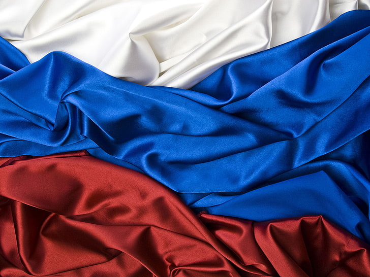 blue, white, and red textiles, texture, flag, fabric, Russia, HD wallpaper