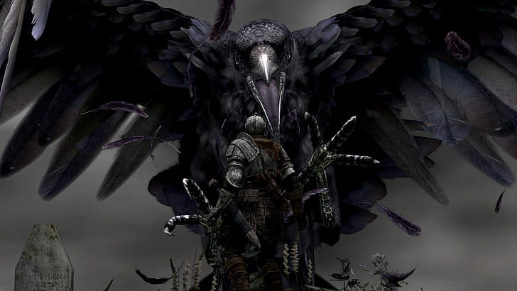 Dark Souls Black Knight Sword Medieval Crow HD, videogame, preto, escuro, espada, cavaleiro, medieval, almas, corvo, HD papel de parede