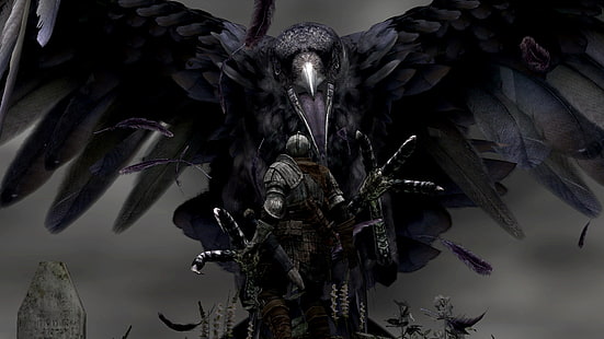 Темные души Меч Черного Рыцаря Средневековая ворона HD, видеоигры, черный, темный, меч, рыцарь, средневековый, души, ворона, HD обои HD wallpaper