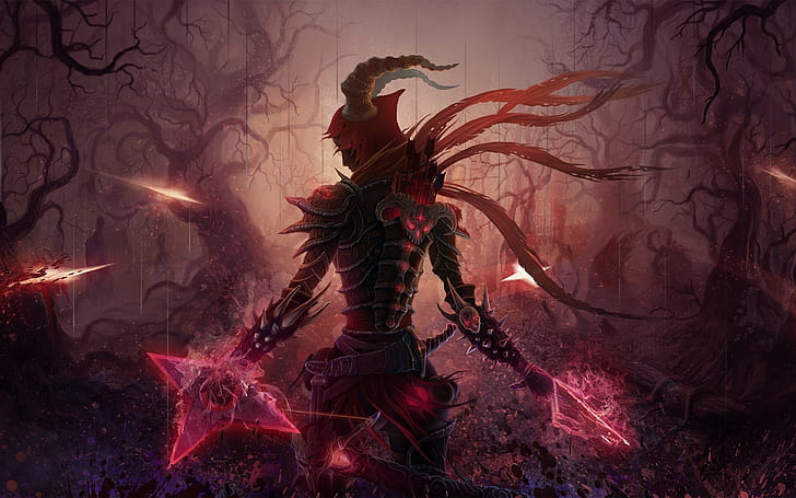 Demon Hunter Diablo HD, червено и черно чудовище тапет, видео игри, diablo, демон, ловец, HD тапет