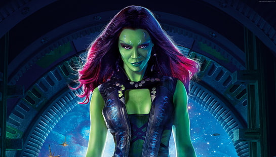 mapache, Zoe Saldaña, mejores películas, Gamora, Guardianes de la Galaxia Vol 2, Fondo de pantalla HD HD wallpaper