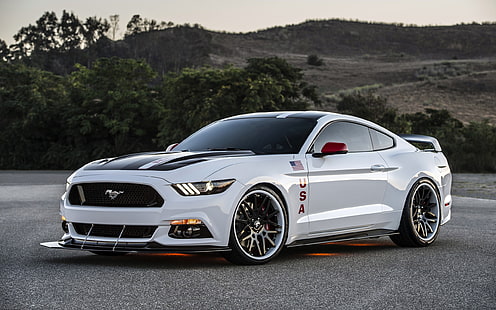 white Ford Mustang, Ford Mustang GT Apollo Edition, car, muscle cars, Ford, HD wallpaper HD wallpaper