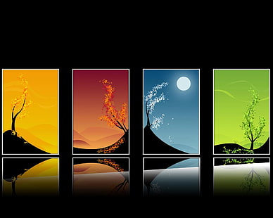 четыре разных цвета природы, земля, сезон, HD обои HD wallpaper