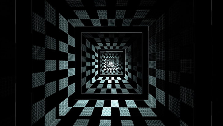 square optical illusion wallpaper, squares, dip, room, shadow, HD wallpaper