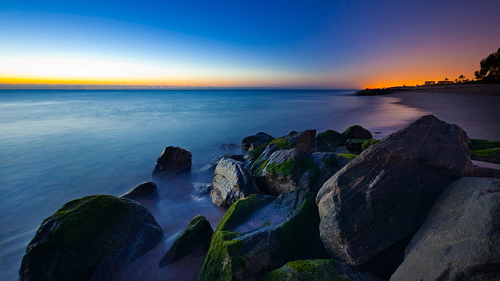 mar, naturaleza, roca, playa, cielo, Fondo de pantalla HD