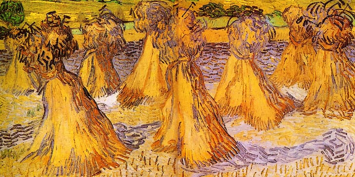 Vincent van Gogh, Stacks of Wheat, Field with, HD wallpaper