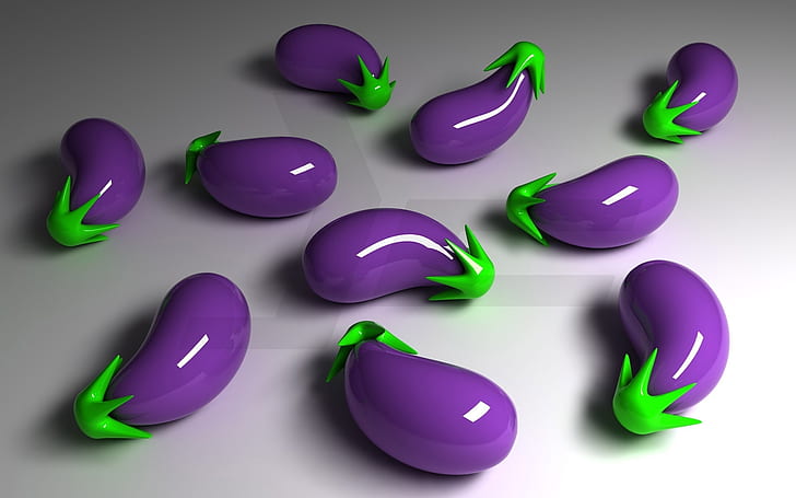 3D Eggplant, art, picture, photo, image, vegetables, HD wallpaper