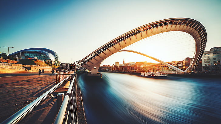 Newcastle, Millennium Bridge, Inggris, orang-orang, jembatan, kota, fotografi, Wallpaper HD