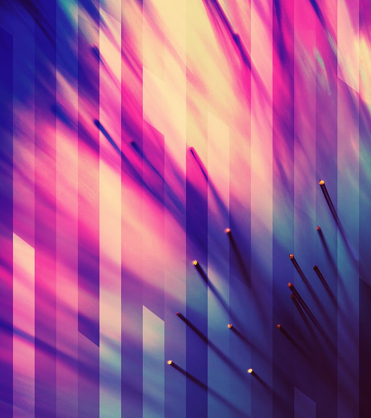 wallpaper bergaris-garis hitam, biru, dan ungu, Android (sistem operasi), pola, serat optik, Wallpaper HD, wallpaper seluler