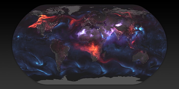 dekorasi dunia ungu dan abu-abu, NASA, peta dunia, atmosfer, Bumi, laut, Wallpaper HD