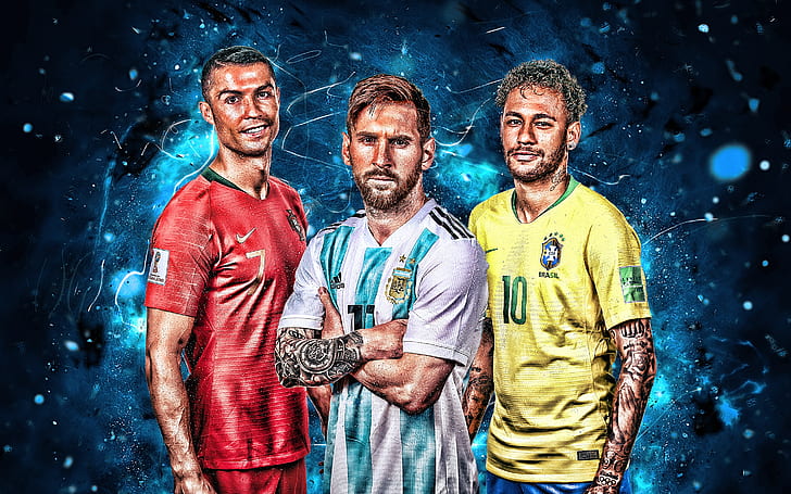 Soccer, Cristiano Ronaldo, Lionel Messi, Neymar, HD wallpaper