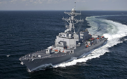 Destroyer, ship, Arleigh Burke Class Destroyer, military, sea, vehicle, HD wallpaper HD wallpaper