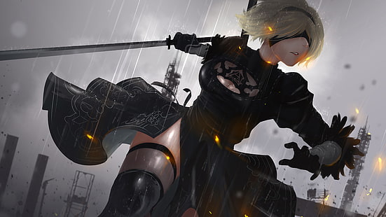 88 Girl, Girl With Weapon, Nier: Automata, NieR, Wallpaper HD HD wallpaper