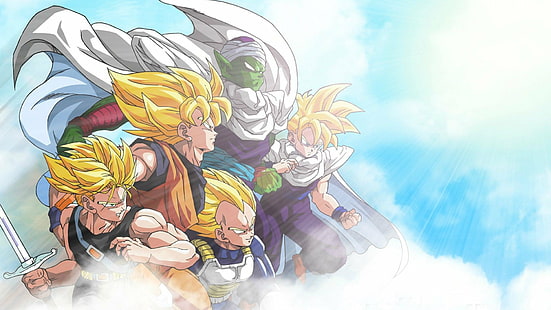 Dragon Ball Z, Gohan, Piccolo, Son Goku, Trunks (postać), Vegeta, Tapety HD HD wallpaper