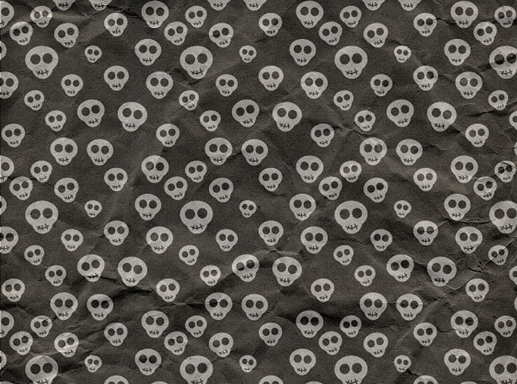 Cute Skulls Wrapping Paper, black human skull-printed textile, Holidays, Halloween, Paper, Skulls, Cute, Wrapping, HD wallpaper