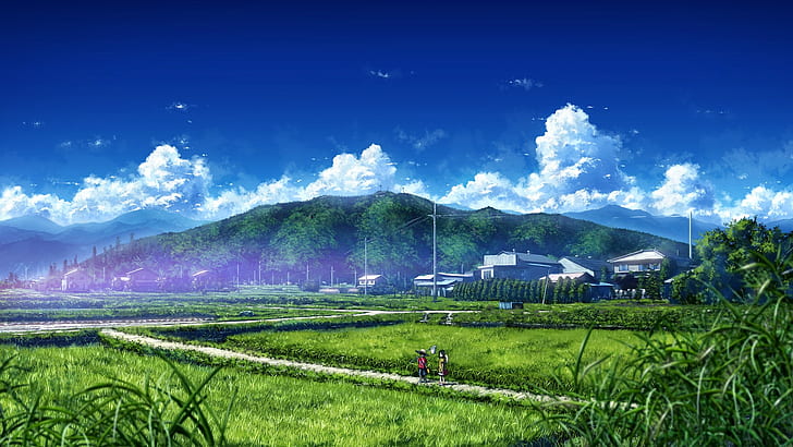 Premium Photo  Natural anime landscape with bright sky and juicy colors
