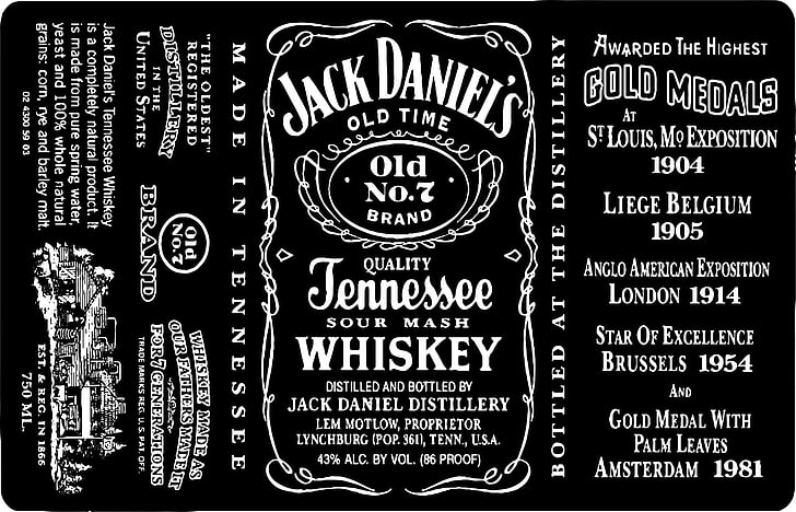 Jack Daniel's Old No.7 Тенеси Уиски плакат, Продукти, Джак Даниелс, HD тапет