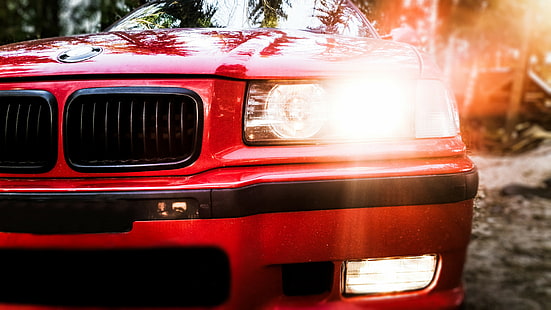 BMW, BMW E36, Auto, rot, Msport, Scheinwerfer, HD-Hintergrundbild HD wallpaper