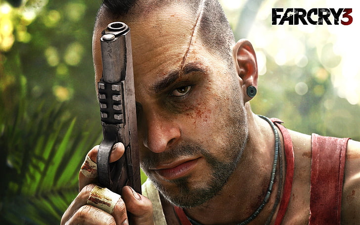 Дигитален тапет Far Cry 3, външен вид, пистолет, играта, белег, Vaas Черна гора, ваза, Far Cry 3, HD тапет