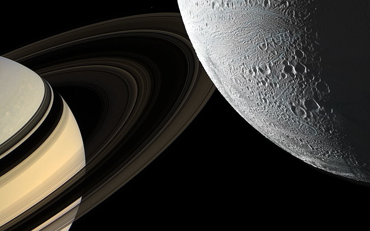 Sci Fi, Enceladus, Moon, Planet, Planetary Ring, Saturn, Space, HD wallpaper