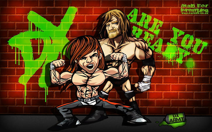 Cartoon, DX, Shawn Michaels, Triple H, wwe, HD wallpaper