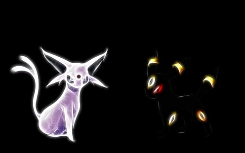 иллюстрация фиолетового кота, Покемон, Eeveelutions, Espeon (Покемон), Umbreon (Покемон), HD обои HD wallpaper