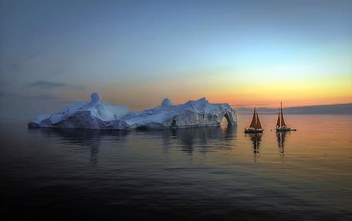 gelo, ártico, vela, Groenlândia, HD papel de parede HD wallpaper