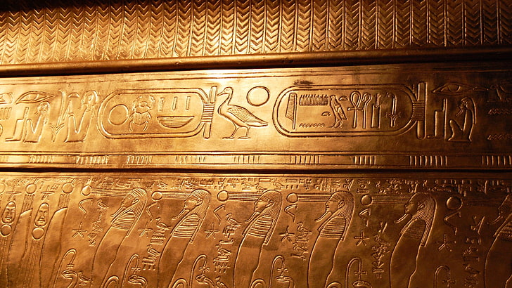 Egypten hieroglyfer, karaktärer, Egypten, Tutankhamun, grav, HD tapet