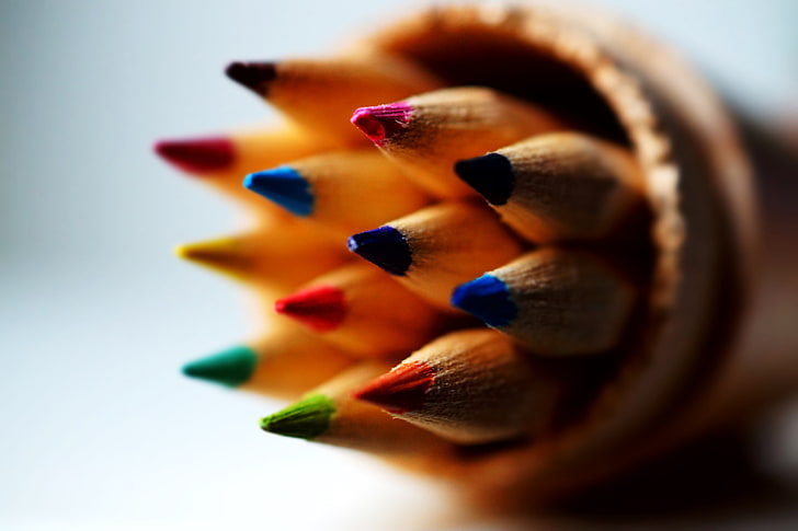 assorted-color pencil lot, colored pencils, sharpened, drawing, HD wallpaper