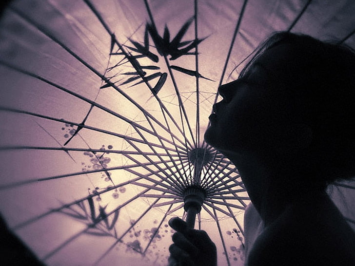 갈색 단풍 우산, 일본, 우산, 아시아, HD 배경 화면