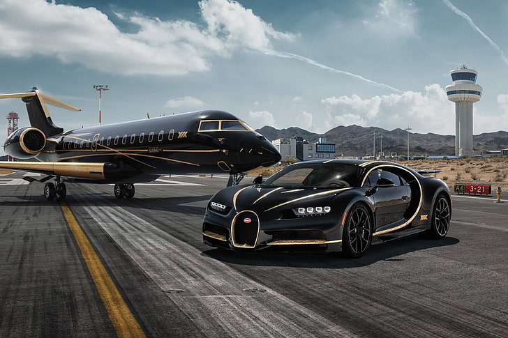 Bugatti, Bugatti Chiron, Mobil Hitam, Mobil, Mobil Sport, Supercar, Kendaraan, Wallpaper HD