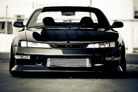 czarny Nissan Silvia S14, czarny, Silvia, Nissan, Sylvia, S14, Tapety HD HD wallpaper