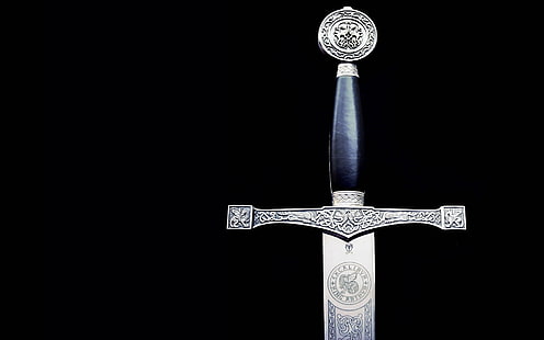 miecz, Excalibur, czarne tło, Tapety HD HD wallpaper