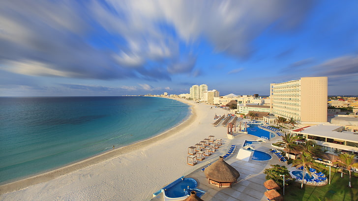 Long Beach, Miami, Cancun, México, melhores praias de 2017, turismo, viagens, resort, férias, mar, oceano, praia, céu, HD papel de parede