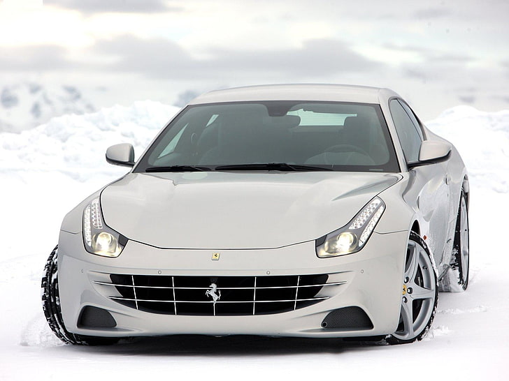 Ferrari FF, biały samochód sportowy Ferrari, Samochody, Ferrari, tapety drogich samochodów, tapety ferrari, Tapety HD